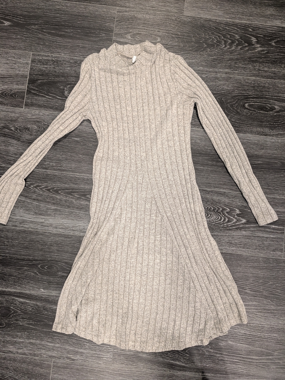 Ribbed Long Sleeve Knit Dress - Taupe
